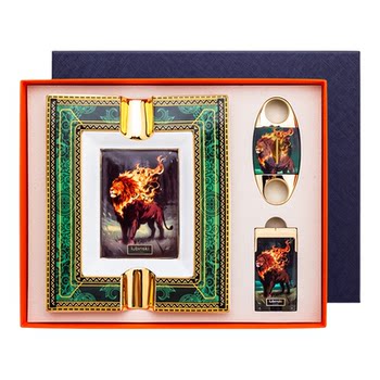 Rubinski cigar scissors set three-piece set genuine cigar windproof lighter smoking utensils pliers tool