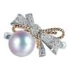 Akoya pearl women's ring ring Japanese seawater natural goddess pearl 18K white gold diamond bow