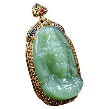 Original design emerald gold inlaid jade tara necklace for mom