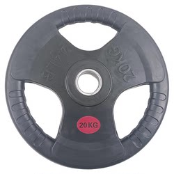 Barbell Weight Plates with Rubber Coating, Three Holes, 5cm and 3cm, Solid Cast Iron, for Men's Home Fitness, Olympic Bar, Hip Bridge