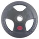 Rubberized barbell plates with large holes for hand grip and solid cast iron