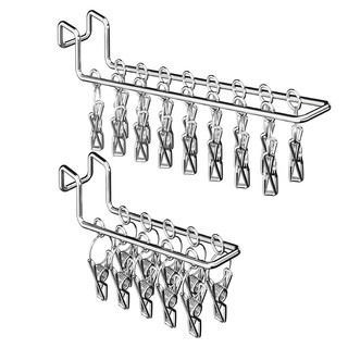 Anti-theft window sock drying rack with multiple clips ready to hang and use