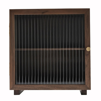 Fuxia wood floor black walnut glass door storage cabinet