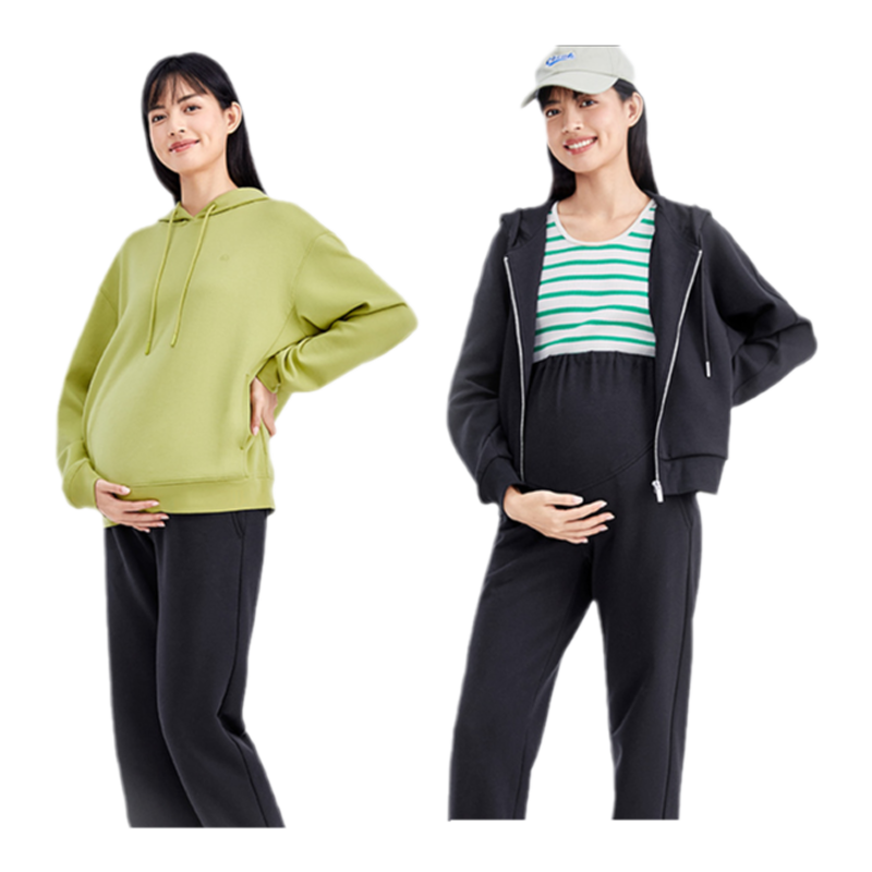 Full cotton era pregnant women's belly support knitted casual outing pants