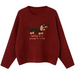 DIDDI MODA ການອອກແບບຕົ້ນສະບັບ dachshund sweater ອ່ອນແລະ waxy ສໍາລັບແມ່ຍິງໃນລະດູໃບໄມ້ປົ່ງແລະລະດູຫນາວ lazy ຄໍເຕົ້າໄຂ່ pullover sweater