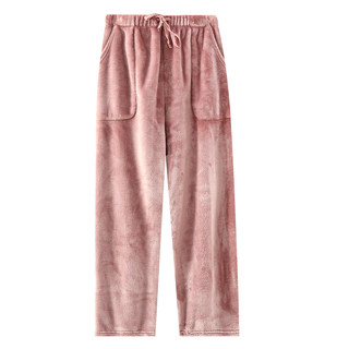 Thick and thick trousers for women's double-sided fleece pajamas