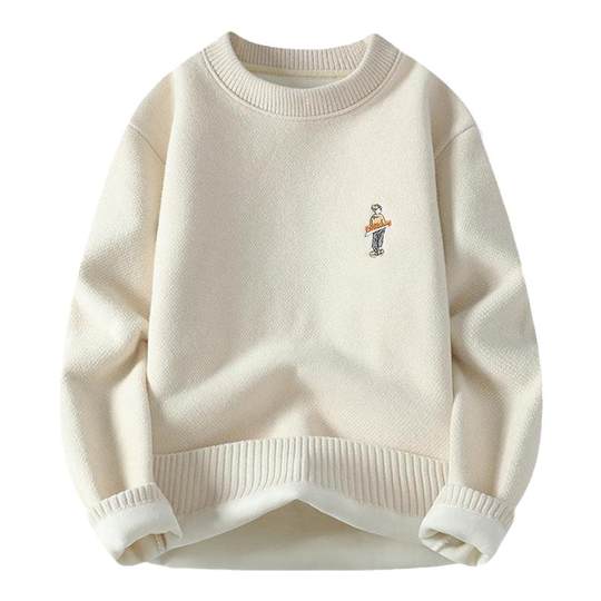 稻草人2025年秋冬季新款潮流圆领保暖打底内搭加绒加厚毛衣针织衫