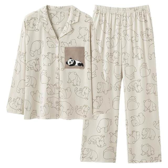 Cat couple pajamas spring and autumn pure cotton
