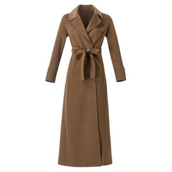 Women's double-sided fleece coat with knee-length