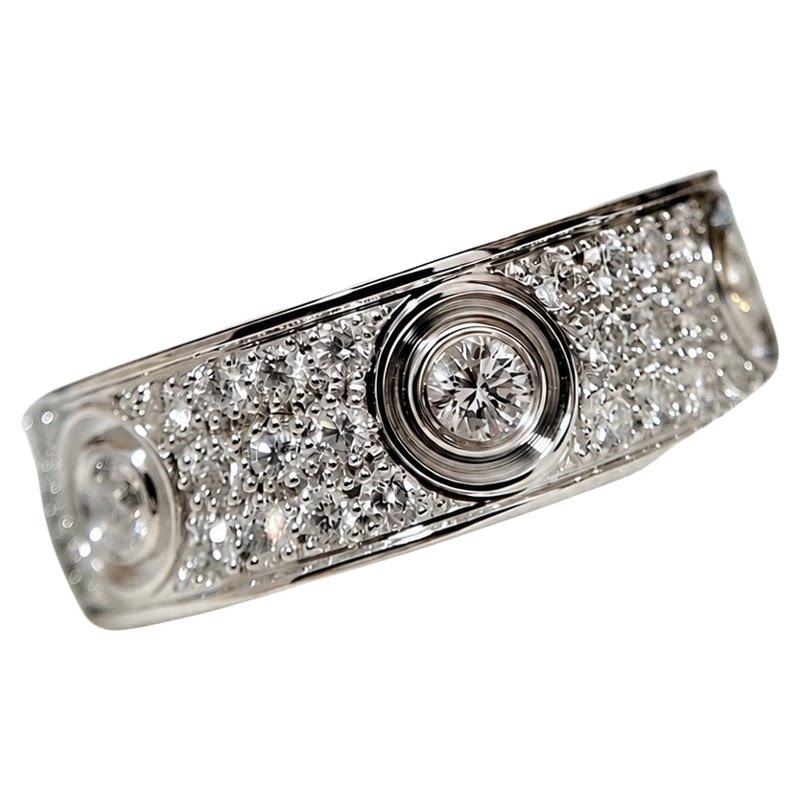 18K gold gypsophila and diamond couple ring