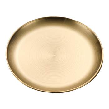 304 Korean stainless steel barbecue meat round plate bone plate shallow plate dessert cake tray coffee gold tableware