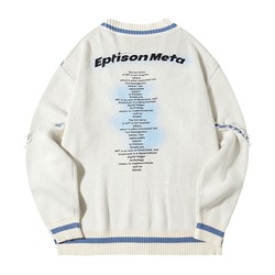 Eptison Spring and Autumn New Product National Trend Oversize Frayed Raw Edge Lazy Style V-neck Knitted Wool Cardigan Jacket