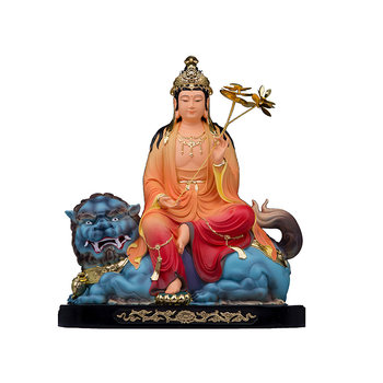 Manjushri Bodhisattva and Samantabhadra Bodhisattva Resin Buddha Statues for Home Use, Buddhist Hall, Vajrasattva Statue, Living Room Tabletop Handmade Ornaments