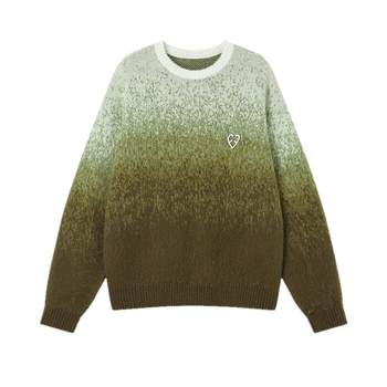 Apyd lazy gradient jacquard sweater men's fashion loose round neck pullover sweater women's trendy Apyd lazy gradient jacquard sweater men's fashion loose round neck pullover sweater women's trendy