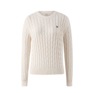 【匹马棉】Eland衣恋毛衣女春日棉花糖绞花圆领上衣2025春季新款