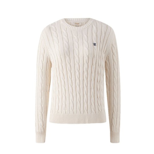 ELAND solid color round neck warm sweater