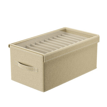 Clothing storage box with cover wardrobe layered artifact sorting box put clothes pants fabric folding storage basket drawer