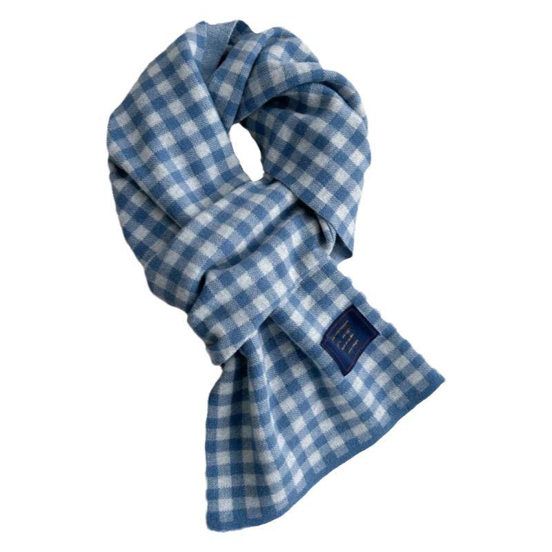 Blue British plaid imitation cashmere high-end scarf