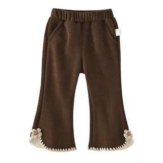 女童喇叭裤秋冬小童微喇秋季儿童咖色灯芯绒休闲裤宽松女宝宝裤子