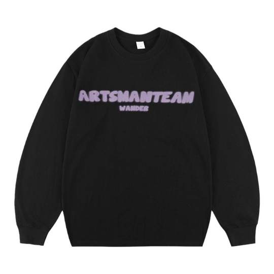 Hong Kong Aberdeen literary men's printed round neck bottomed long-sleeved T-shirt