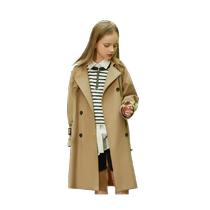 Girls double-breasted windbreaker mid-length 2024 spring and autumn new style medium and large childrens British style autumn coat