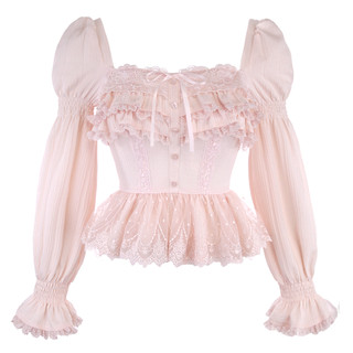 Japanese lace antique long-sleeved babydoll shirt