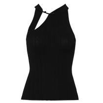 DPLAY (Huipin) Xia Xin Chinese style buckle knitted summer retro crescent moon hollow cheongsam collar vest