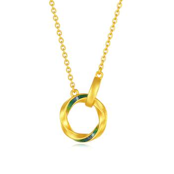 Zhou Taisheng National Treasure Collaboration | Qianli Jiangshan Gold Necklace for Women, Pure Gold, Exquisite Chain and Pendant Set.