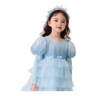 巴拉巴拉女童公主裙网纱连衣裙秋冬蛋糕裙珠片洋气甜美时尚泡泡袖