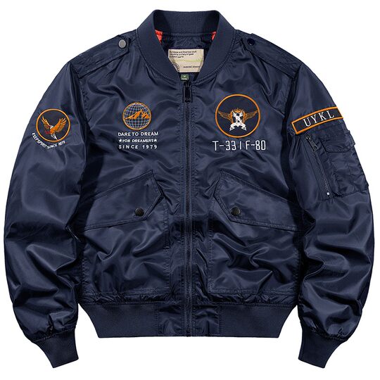 户外运动冲锋衣夹克大码宽松男外套秋季多袋工装棒球领飞行员茄克