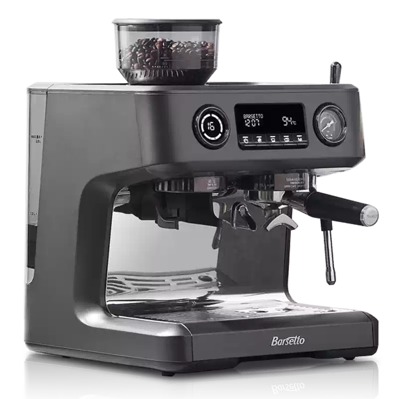 Barsetto百胜图BAE-V1米白色半自动研磨咖啡机压粉器一体家用商用