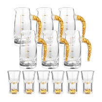 Sus Ceramic Upscale Gold Leaf White Wine Glass Suit of Wine Pot Wine Glasses Sip Cups Simple for Six Pots Six Cups