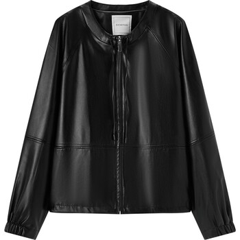 Aijutu sweet cool style pu leather short jacket women's 2026 spring new black small round neck jacket