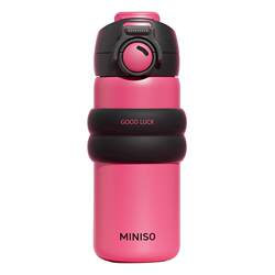 Miniso Double-Drink Insulated Cup for Women, High-Value Dopamine Water Cup, Red Student Direct-Drink Straw Cup, New Model
