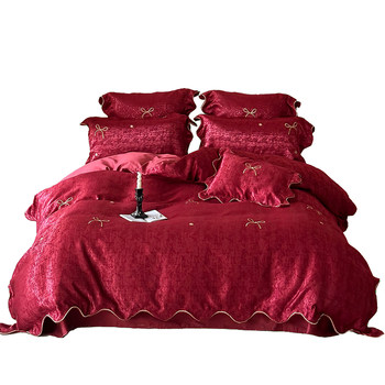 Kunhua french style soft silk cotton jacquard wedding four-piece set