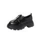 British thick-soled small leather shoes black loafers for women