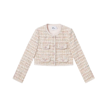 self-portrait 2023 early autumn pink temperament sweet and cool sequined long-sleeved round neck top jacket