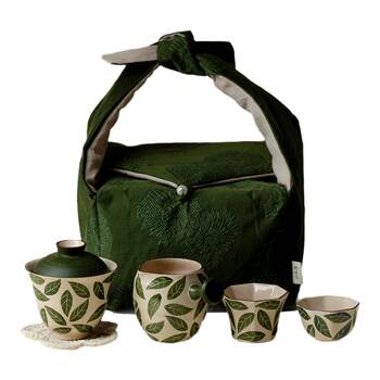 From zhishanwu handmade brocade travel tea set portable outdoor tea set ceramic tea cup cloth bag