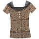 0V Neck ເສື້ອທີເຊີດ Sexy Leopard ພິມແບບຄົນອັບເດດ: ໃຫມ່ versatile