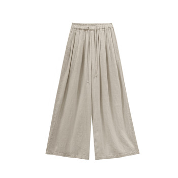 Chestnut xixi summer slow tune ບຸກຄົນຂະຫນາດນ້ອຍທີ່ມີ apricot trousers ຝ້າຍແລະ linen trousers ຂາກ້ວາງ trousers ສໍາລັບແມ່ຍິງ