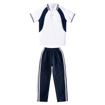 Middle school student uniform summer short-sleeved trousers suit childrens sports college style primary school student graduation photo class uniform summer dress
