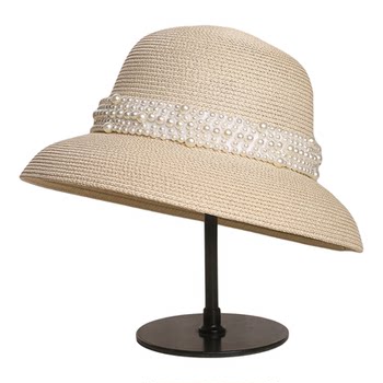 French hepburn style elegant pearl fisherman hat for women summer