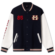Tommy 24 new autumn and winter childrens clothing mens contrasting color stitching embroidery college style baseball collar jacket TH2432192