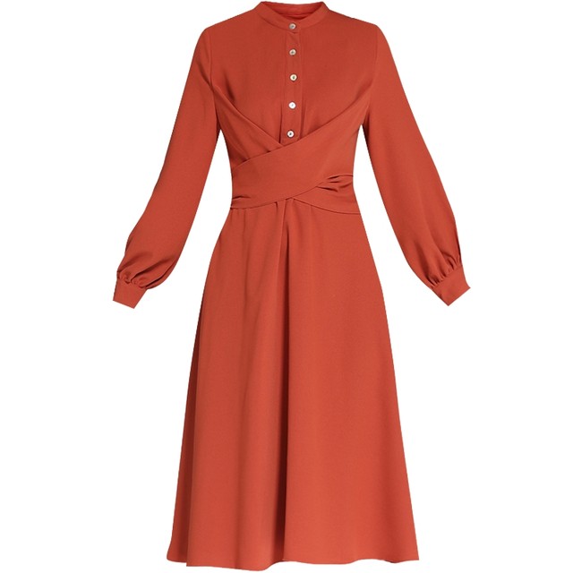 Japanese simple solid color plus size work shirt dress