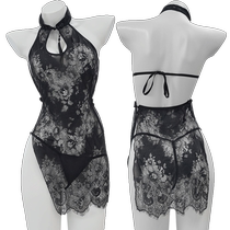 (Self-operated) Sexy lingerie 2024 new sexy lace cheongsam see-through suspender pajamas temptation passion without taking off