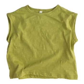 Sleeveless shoulder-falling~ soft and glutinous bamboo cotton~ children's t-shirt pure cotton color short summer thin style men and women wear fashionable vests