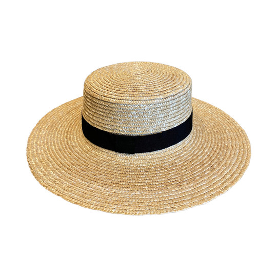 Women's raffia hat with sun protection flat top Korean style woven