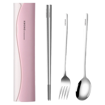 316 stainless steel chopstick spoon suit for one person with portable cutlery single set chopstick spoon fork student three sets