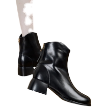 Zhuoshini thick heel fashion boots womens 2024 spring and autumn new versatile mid-heel rear zipper short boots Martin boots