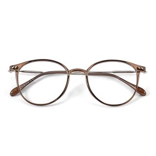Myopia anti-blue light glasses frame cold brown women's ultra-light plain color can be matched with lenses to show face small flat light mirror frame